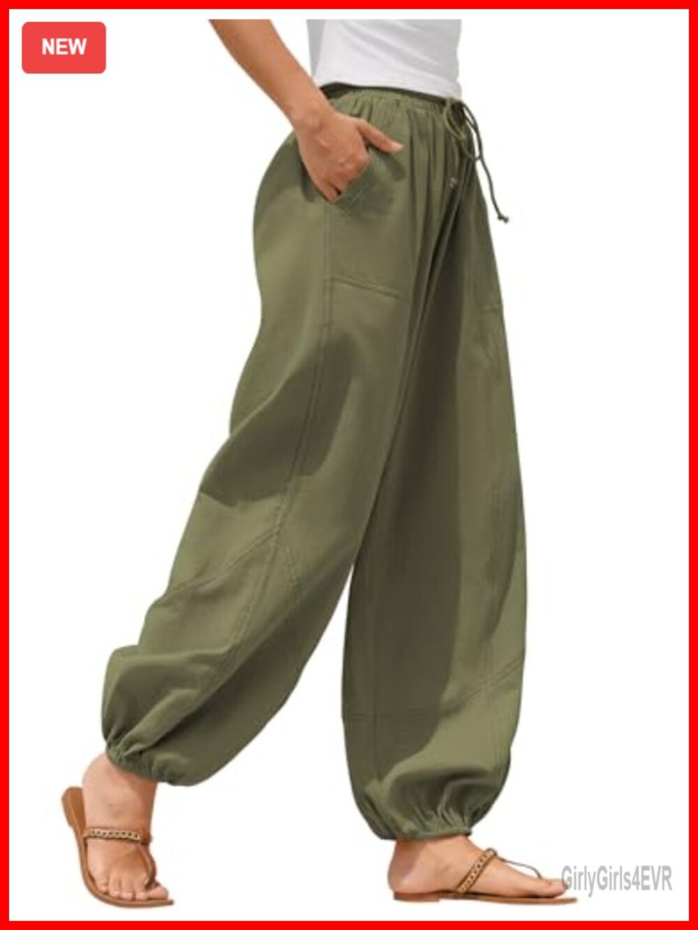 Linen Blend Wide Leg Drawstring Sweatpants High Rise Ankle Casual Pants